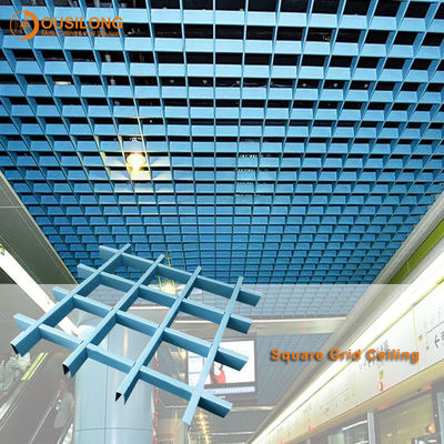 Строя потолок стены покрывая решетку потолка клетки квадрата металла материалов RAL 9016 Decorational приостанавливанную